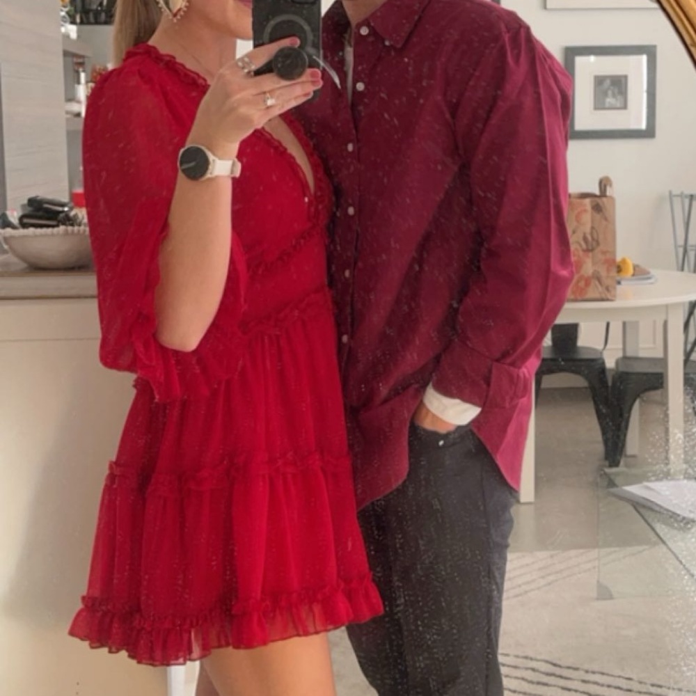 Red Ruffle Cocktail Dress - Picture 4 of 4